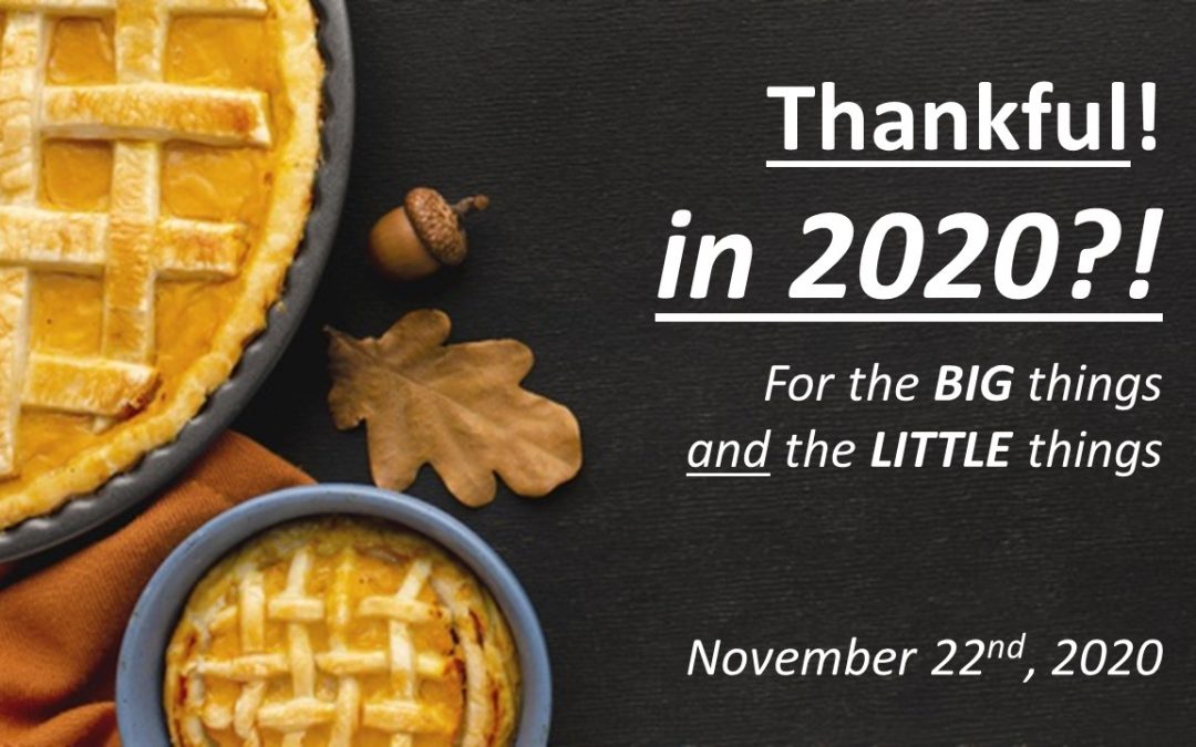 Thankful! in 2020?! For the BIG things and the LITTLE things | November 22, 2020
